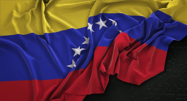 Venezuela Flag Wrinkled On Dark Background 3D Render